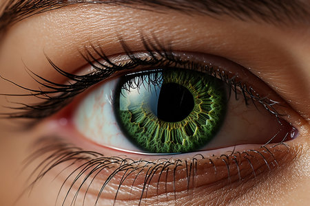 Luminous Green Gaze Woman Eye Generative AIの素材