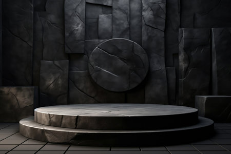 A round table sitting on top of a tiled floor Generative AIの素材