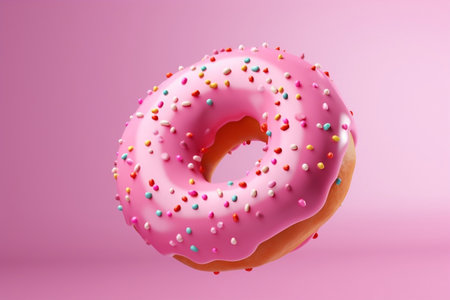 Isolated Flying Donut or Doughnuts on White Background Generative AIの素材