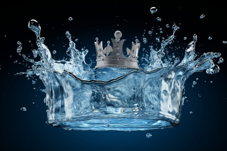 A crown made of water on a black background Generative AIの素材