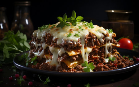 Lasagna with cheese and sauceの素材