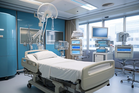 Operating Room with Monitors in Hospital Generative AIの素材