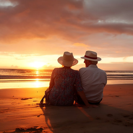 Happy couple enjoy the golden timeの素材