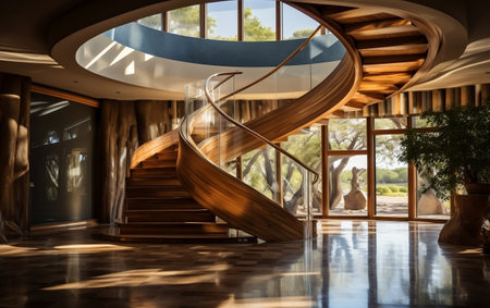 A spiral staircase inside of a houseの素材