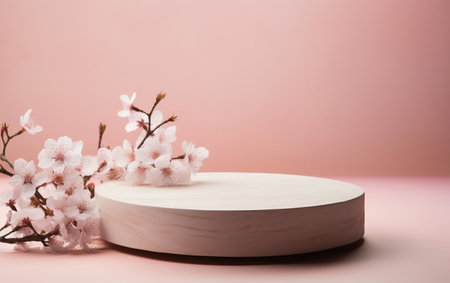A white bowl with pink flowers on a pink backgroundの素材