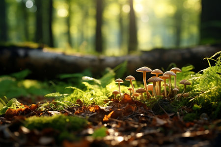 Radiant Forest Clearing Captivating Sunlight and Serenity Generative AIの素材