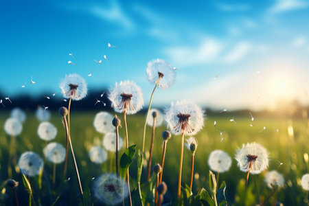 Fresh Grass and Daisies in Abundance Generative AIの素材