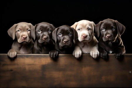Adorable Studio Portrait of Cute Litter Puppies Generative AIの素材