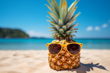 Sun Kissed Pineapple: Funny Summer Concept Generative AIの素材