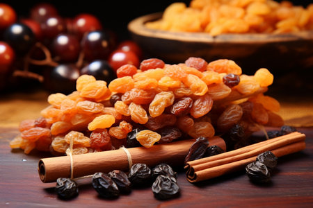 Raisins Pile on Table Napkin Generative AIの素材