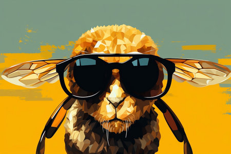 A bee wearing sunglassesの素材