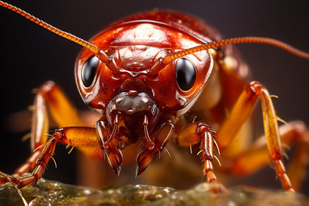 A close up of a bug on a black backgroundの素材