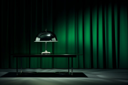 A table with a lamp on top of itの素材