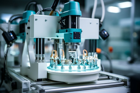 A machine that is working on something in a roomの素材