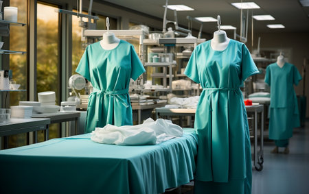 A room filled with lots of medical gownsの素材