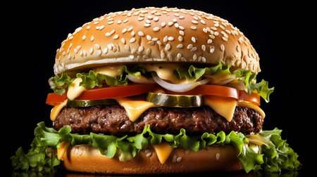 Hamburger on Isolated Background. 
generative aiの素材