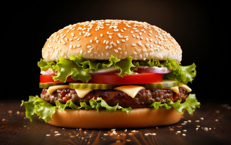Hamburger on Isolated Background. 
generative aiの素材