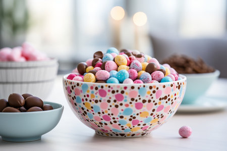 Colorful Candy Bowl Brimming with Sweetsの素材