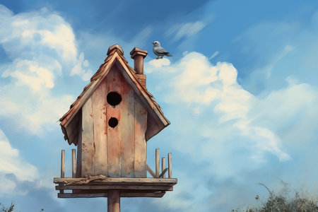 Avian Dwelling with a Perched Birdの素材