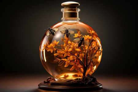 Charming Lily Honey Jar with Bee Inside the Sphereの素材