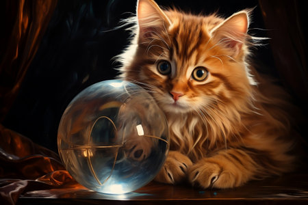 Charming Lilly Cat in Glass Sphereの素材