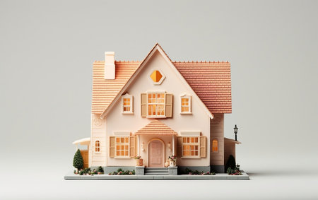 Minimalist house doll on White Wall Generative AIの素材