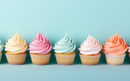 Different collection of Cupcakes with Vibrant Generative AIの素材