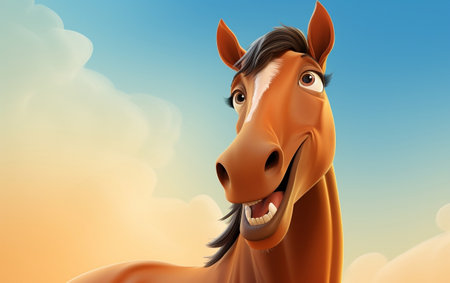 Joyful Cartoon Horseの素材
