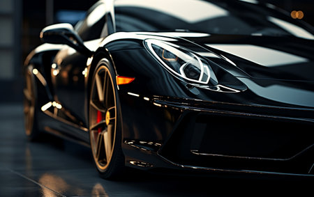 Black Sports Car Close-Up Generative AIの素材