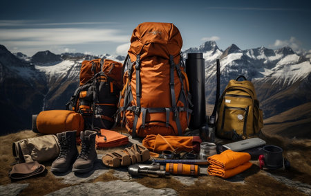 Essential Gear for Wilderness Mountain Hiking Generative AIの素材