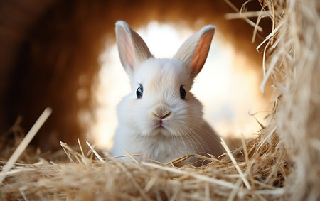 Rabbit in Straw Nest Generative AIの素材