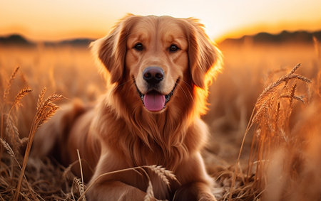 Golden Dog in Cropsの素材