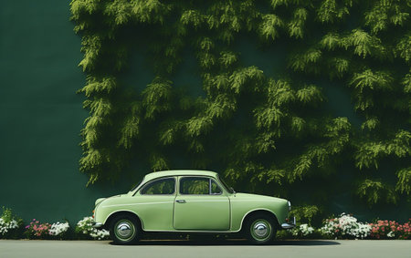 Vehicle on a Green Background Generative AIの素材