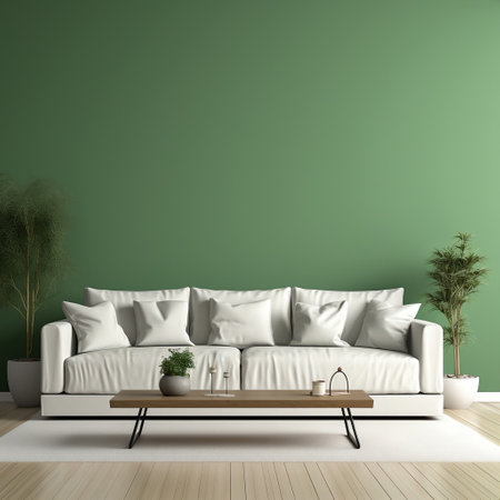 Interior with Green Sofa Generative AIの素材