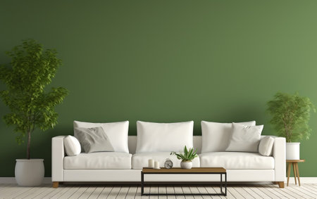 Interior with Green Sofa Generative AIの素材
