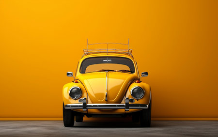 Yellow Car on a Yellow Background Generative AIの素材