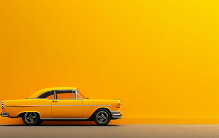 Yellow Car on a Yellow Background Generative AIの素材