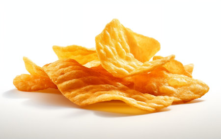 Chips on white background. Generative Aiの素材