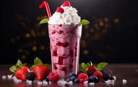Berry milkshake with creamの素材