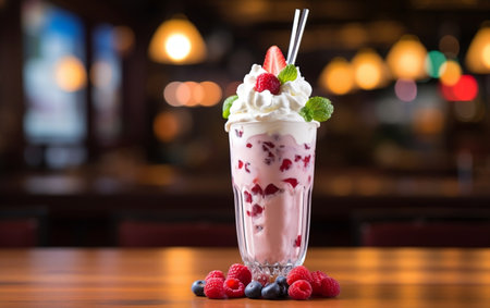 Berry milkshake with creamの素材