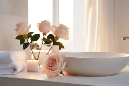 Bath Oasis Elegant White Interior with Vesselの素材