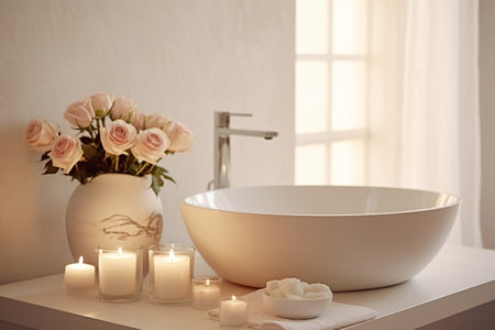 Elegant White Bathroom Modern Vessel Luxuryの素材