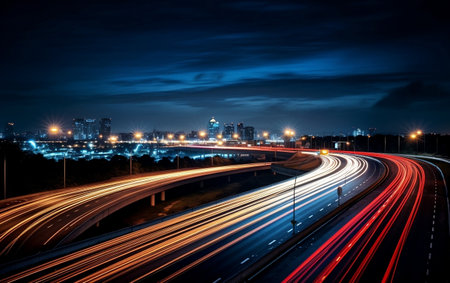 Cityscape in Motion Nighttime Highwayの素材