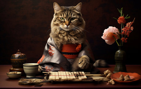 Sushi and Whiskers Cat Delights in Japanese Flavorsの素材