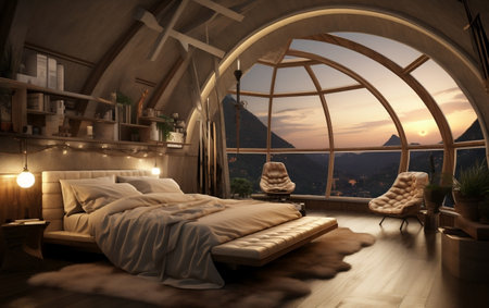 Interior Elegance in a Nomadic Haven Bedroom Retreatの素材