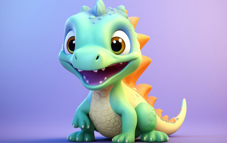 Digital Dino Delight Cute Baby Dinosaurの素材