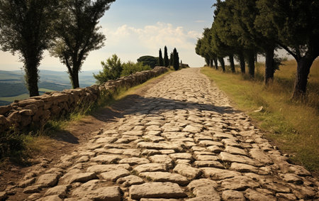 Exploring the Historic Roman Road and Its Ancient Stonesの素材