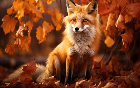 A Playful Red Fox Amidst Vibrant Colorsの素材