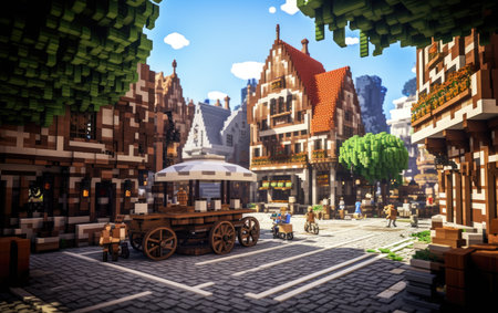 Quaint European Town Square and Plazaの素材