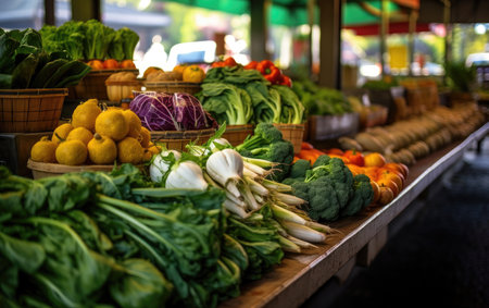 Vibrant Farmers Market Brimming with Produceの素材